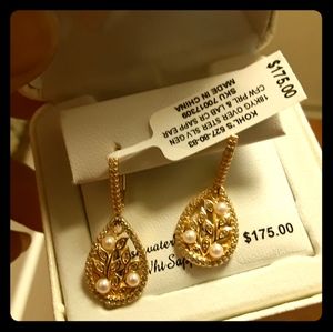 18k gold over sterling silver earrings with pearl